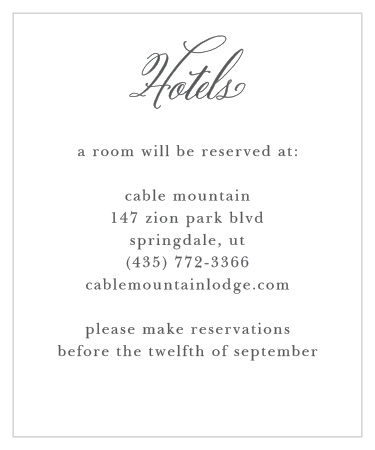 Calligraphy Script Accommodation Cards