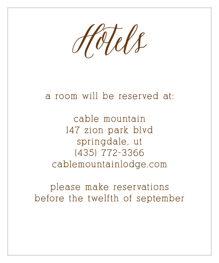 Rustic Wood Accommodation Cards
