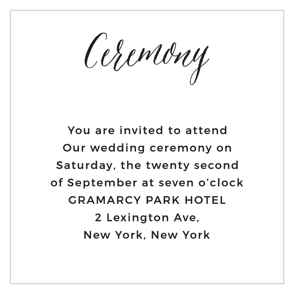 Modern Elegant Ceremony Cards