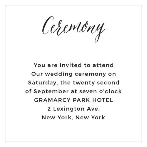Modern Elegant Ceremony Cards