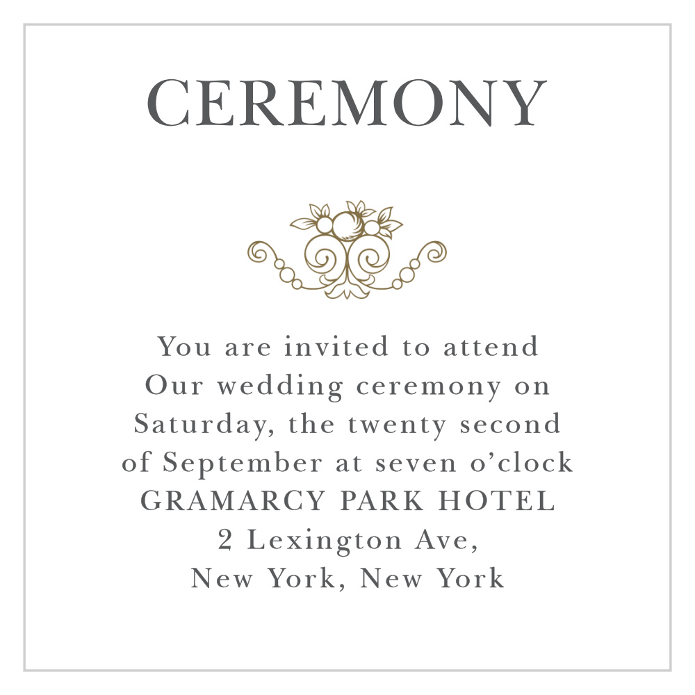 Vintage Damask Ceremony Cards