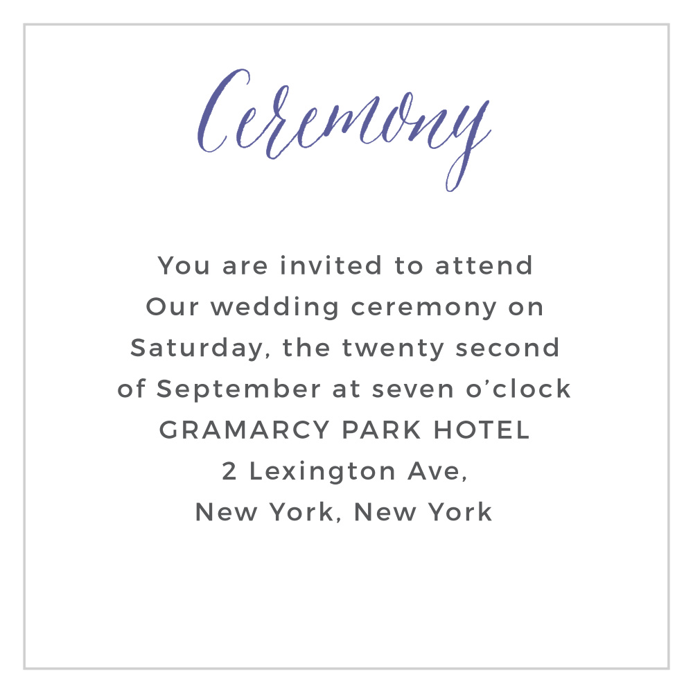 Rustic Script Ceremony Cards