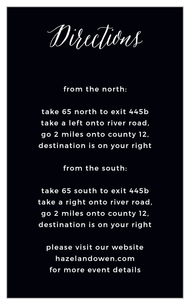 Modern Elegant Direction Cards