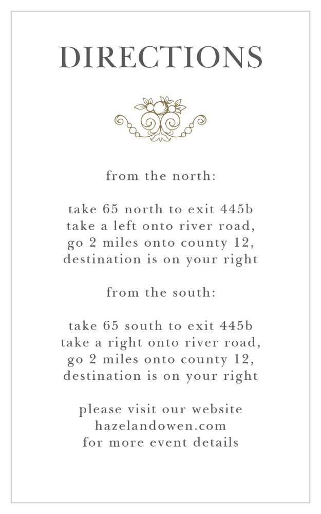 Vintage Damask Direction Cards