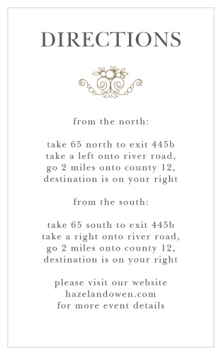 Vintage Damask Direction Cards