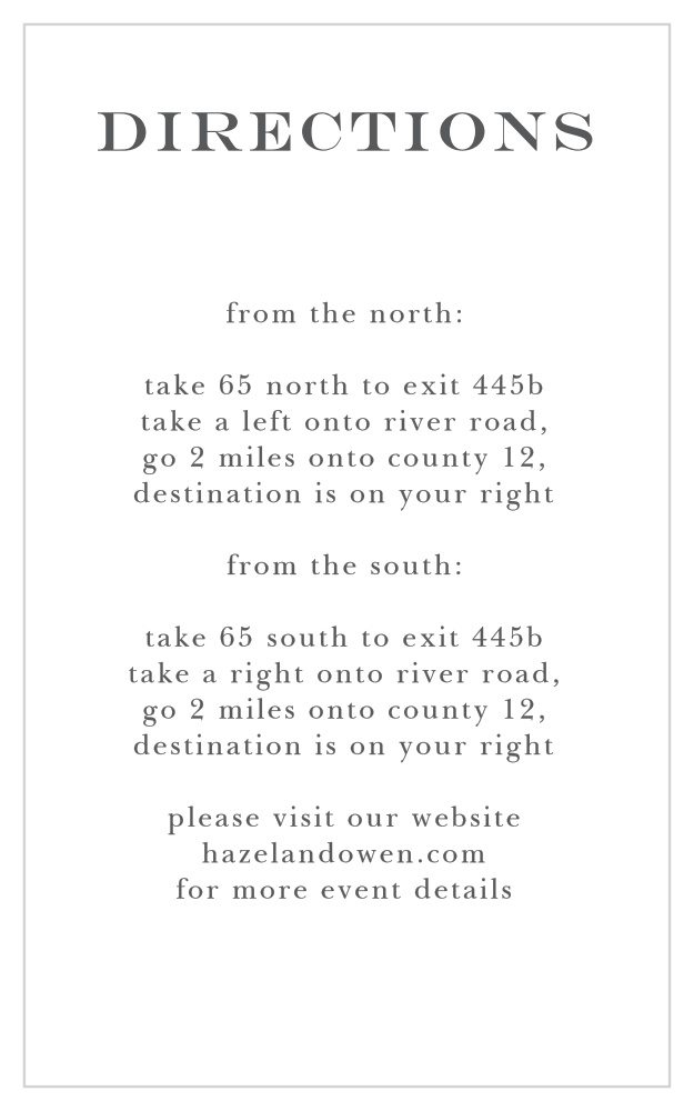 Elegant Script Direction Cards