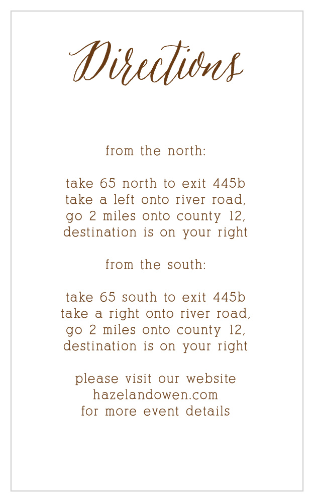 Rustic Wood Direction Cards