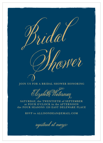 Honor the bride-to-be with the Calligraphy Script Foil Bridal Shower Invitations from the Crafty Pie Collection at Basic Invite.