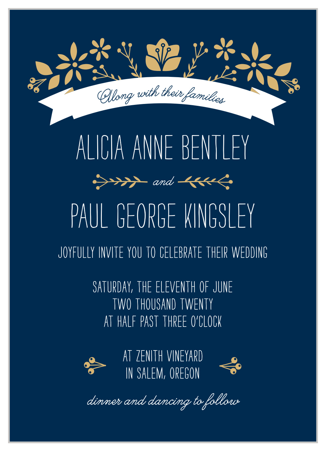 Folksy Floral Foil Wedding Invitations