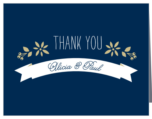 Folksy Floral Foil Wedding Thank You Cards