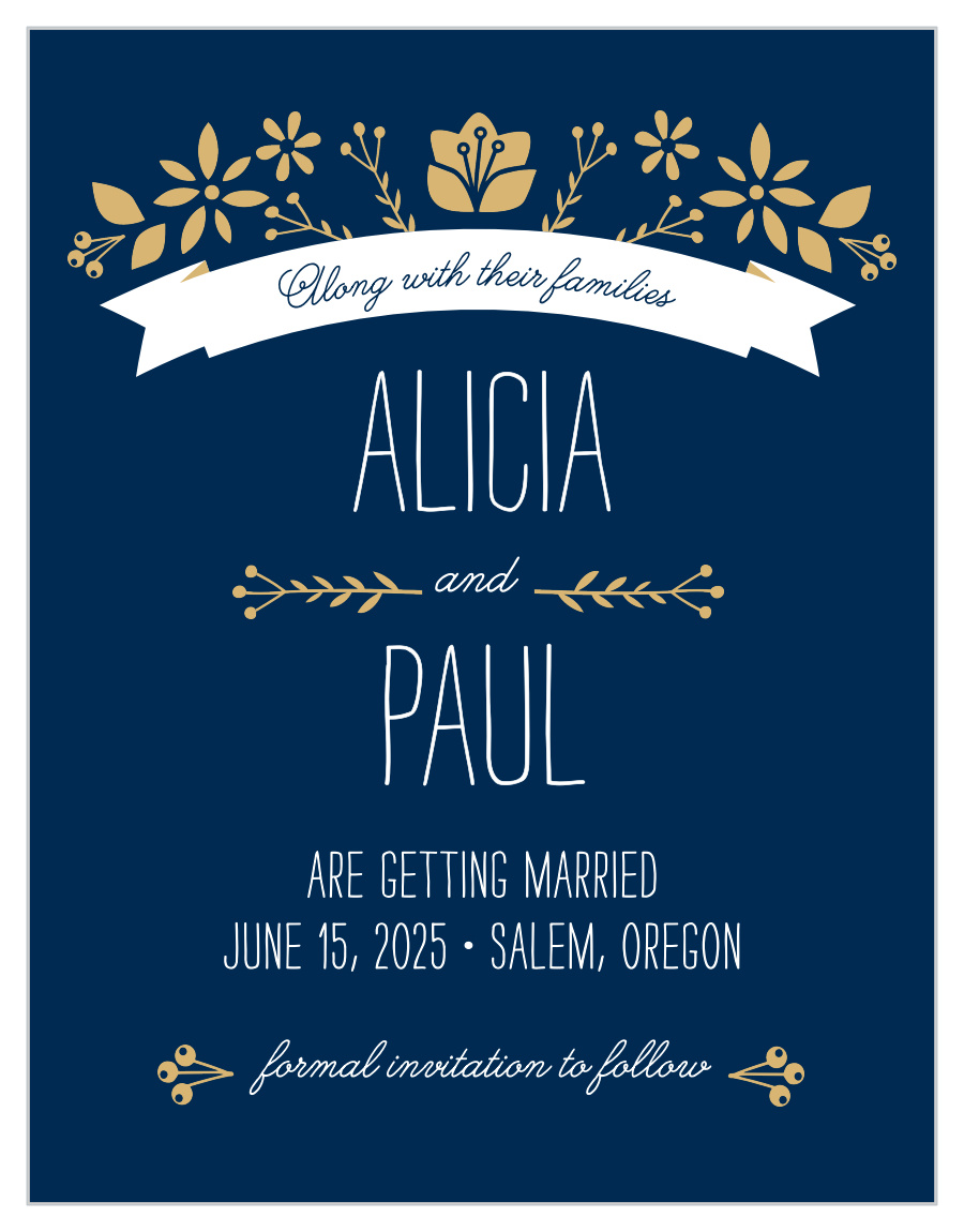 Folksy Floral Foil Save the Date Cards