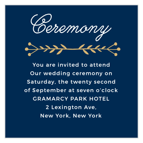 Folksy Floral Foil Ceremony Cards