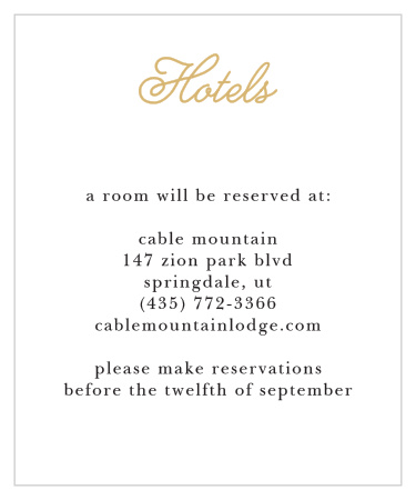 Whimsical Script Foil Accommodation Cards