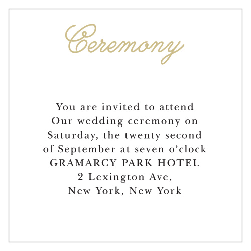 Whimsical Script Foil Ceremony Cards