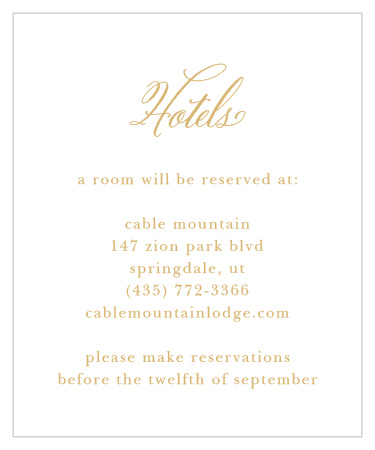 Calligraphy Script Foil Accommodation Cards