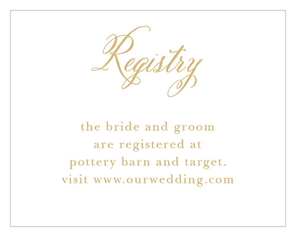 Calligraphy Script Foil Registry Cards