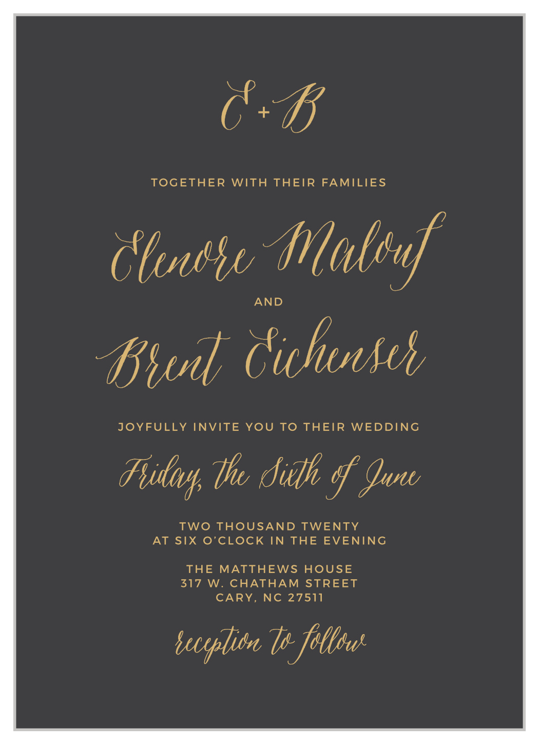 Rustic Script Foil Wedding Invitations