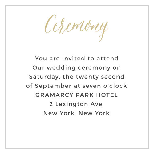 Rustic Script Foil Ceremony Cards