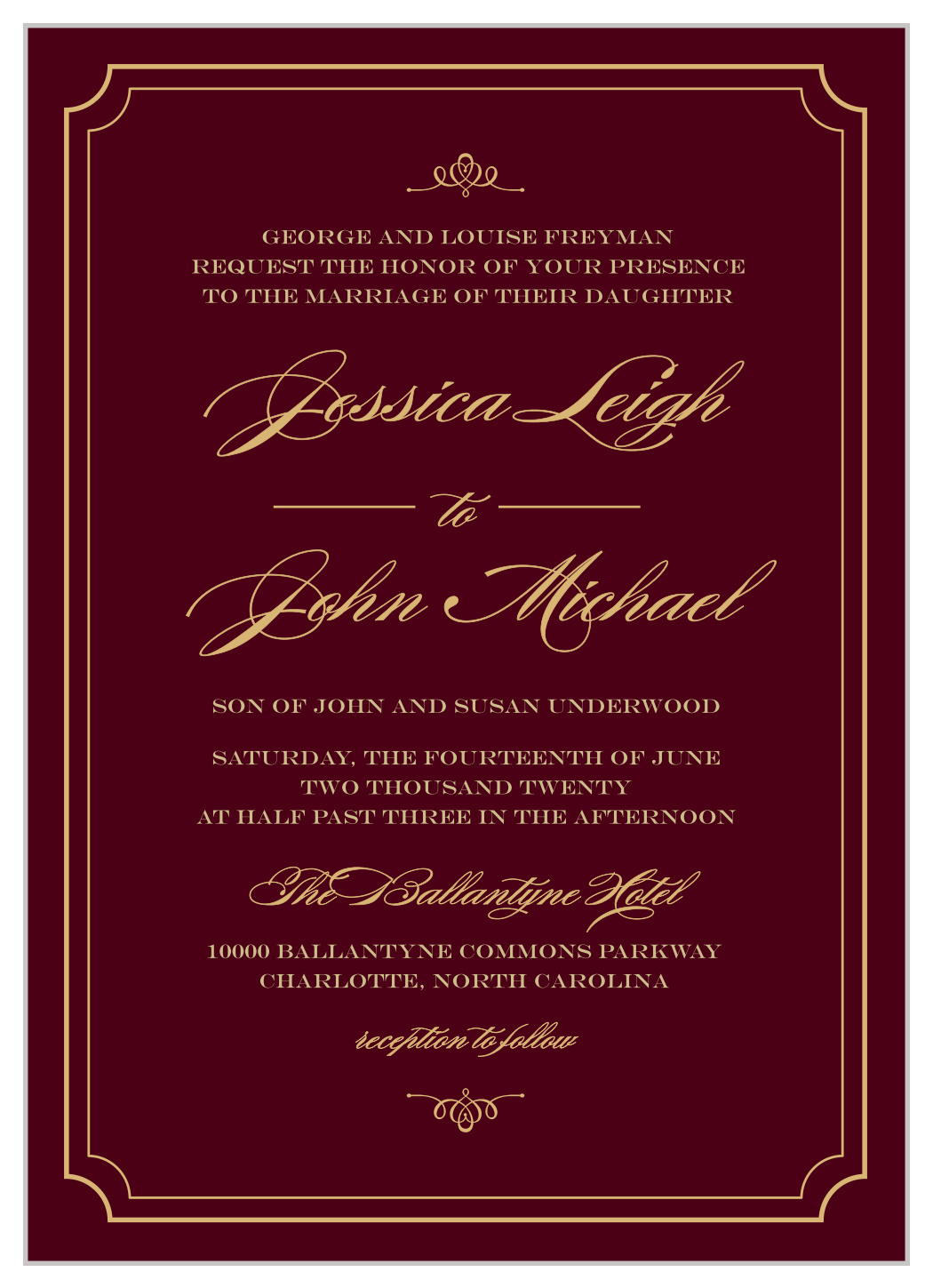 Elegant Script Foil Wedding Invitations