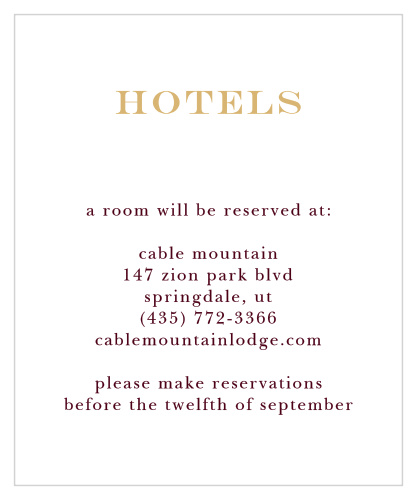 Elegant Script Foil Accommodation Cards