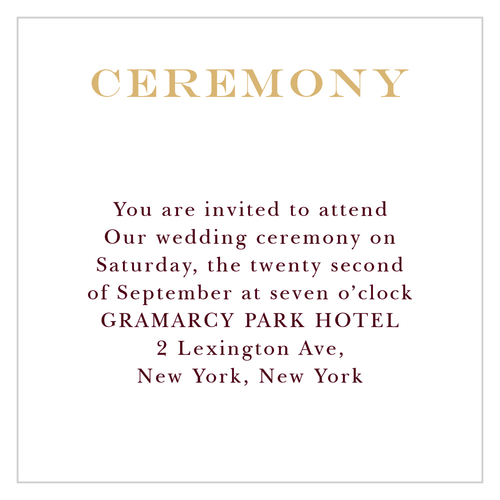 Elegant Script Foil Ceremony Cards