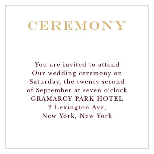 Elegant Script Foil Ceremony Cards