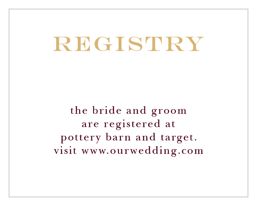 Elegant Script Foil Registry Cards