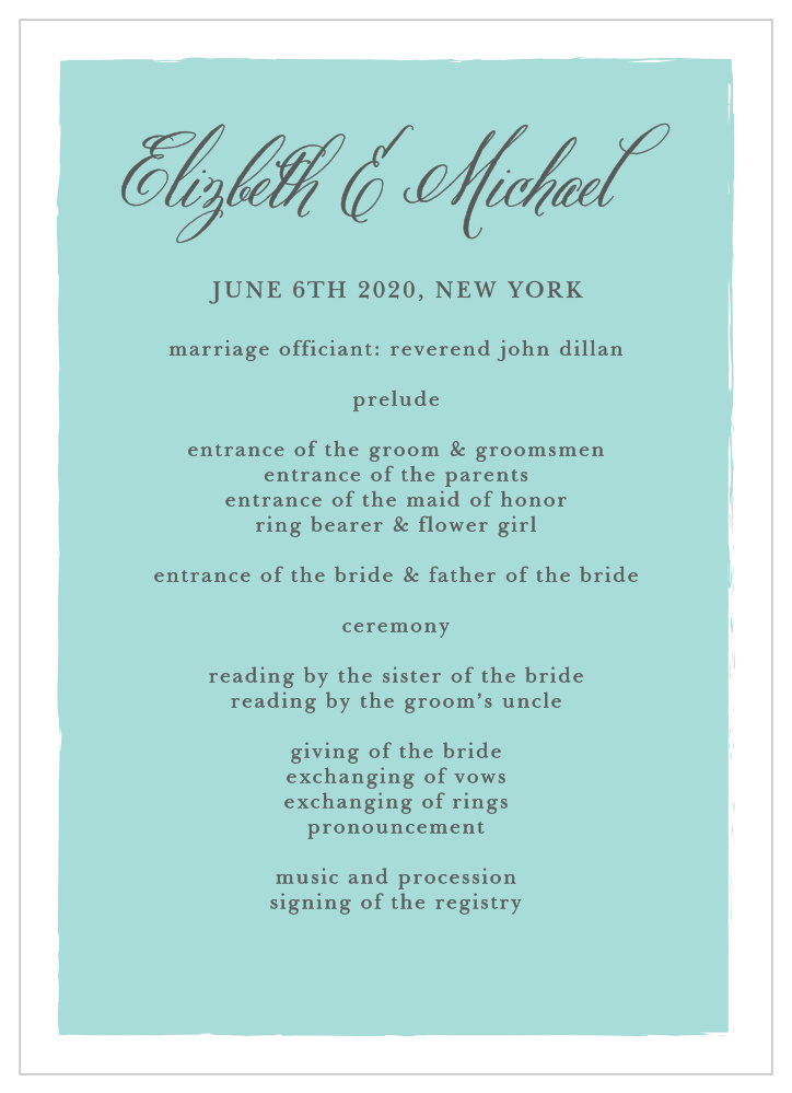 Calligraphy Script Wedding Programs