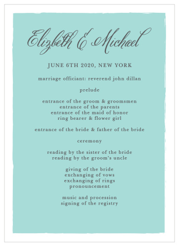 Organize your ceremony with the elegance of the Calligraphy Script Wedding Programs from the Crafty Pie Collection at Basic Invite. 