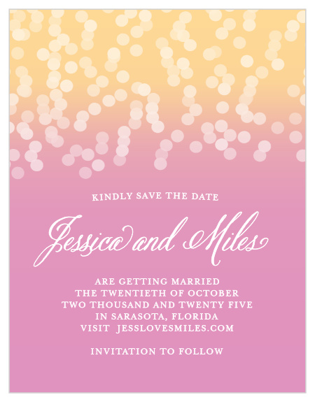 Reserve your spot on your guests' calendars with the Confetti Ombre Save-the-Date Cards from the Crafty Pie Collection at Basic Invite.
