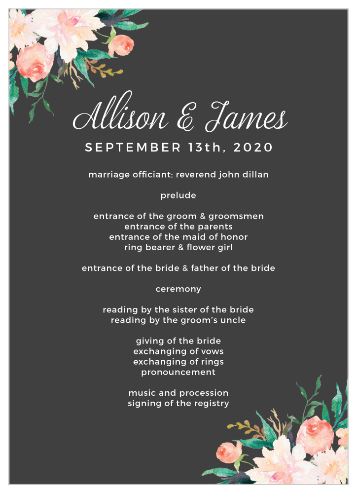 Blossoming Love Wedding Programs