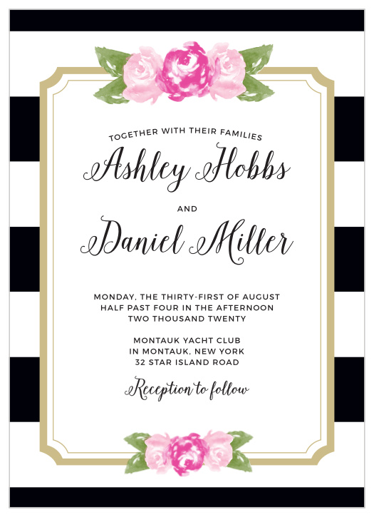 Floral Stripe Wedding Invitations