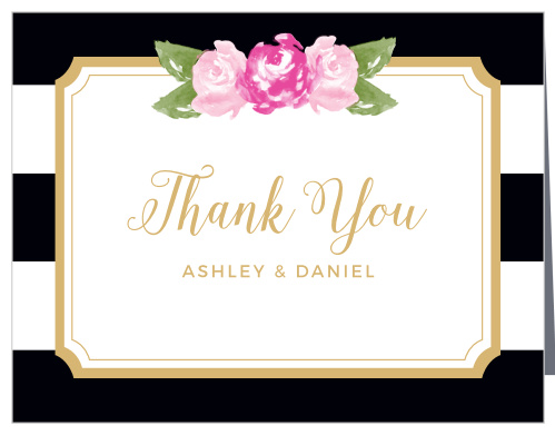 Floral Stripe Foil Wedding Thank You Cards