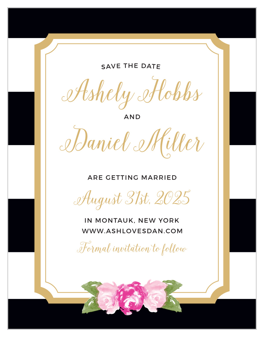Floral Stripe Foil Save the Date Magnets