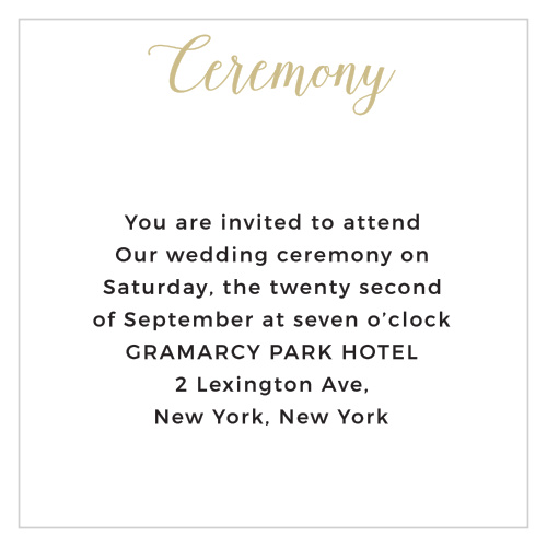 Floral Stripe Foil Ceremony Cards