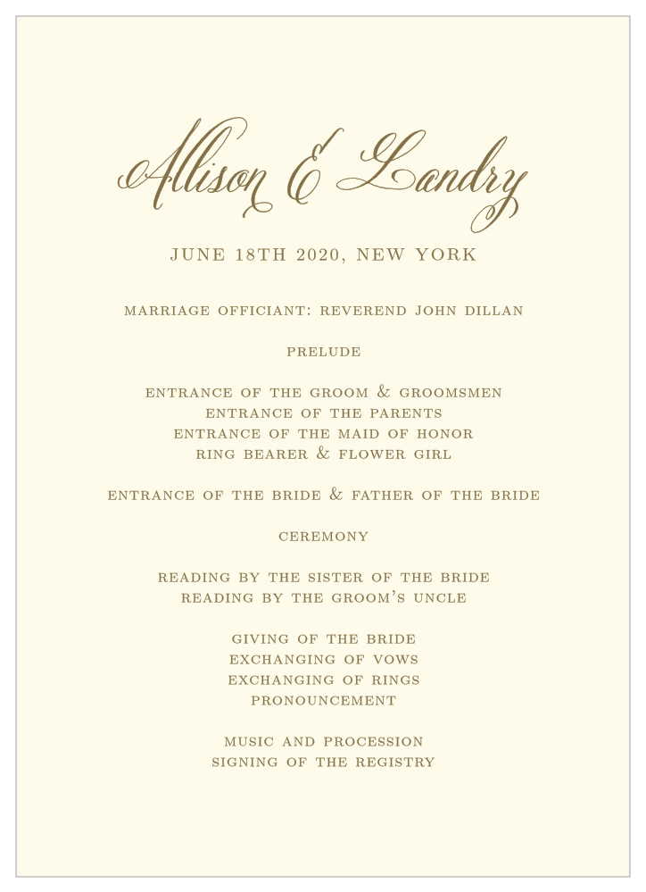Romantic Vintage Wedding Programs