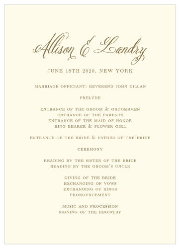 Romantic Vintage Wedding Programs