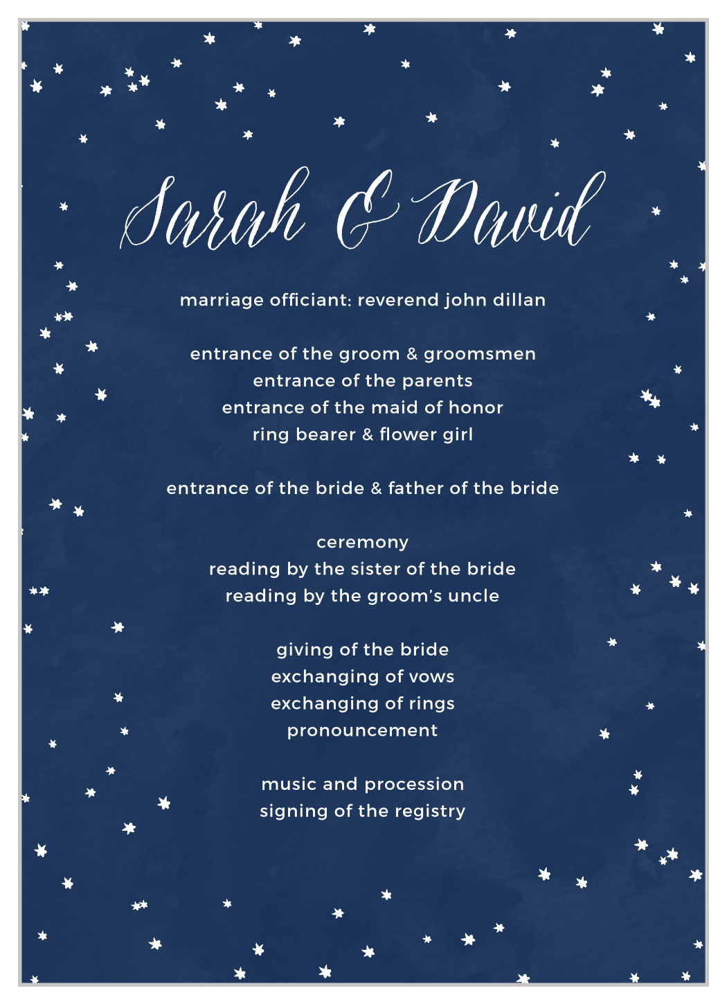 Beautiful Night Wedding Programs