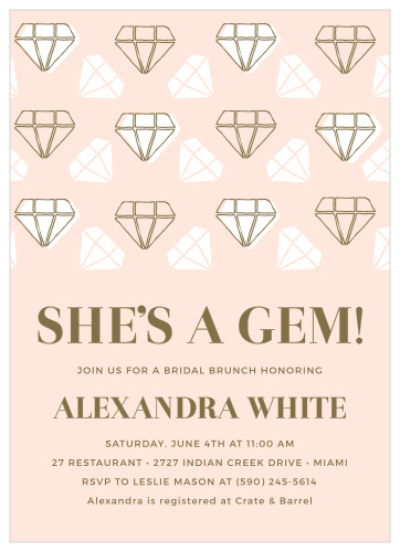 Celebrate the sparkling bride-to-be with the She's a Gem Bridal Shower Invitations. 