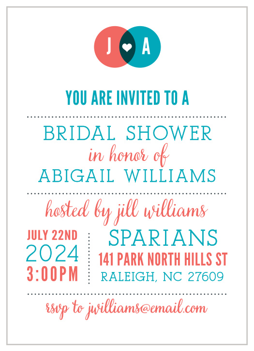Customize the Modern Venn Bridal Shower Invitations to match your wedding theme.