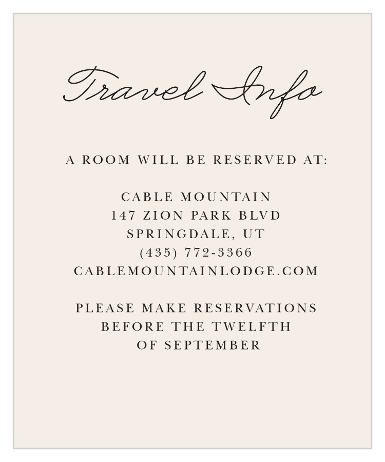Classic Photo Booth Accommodation Cards