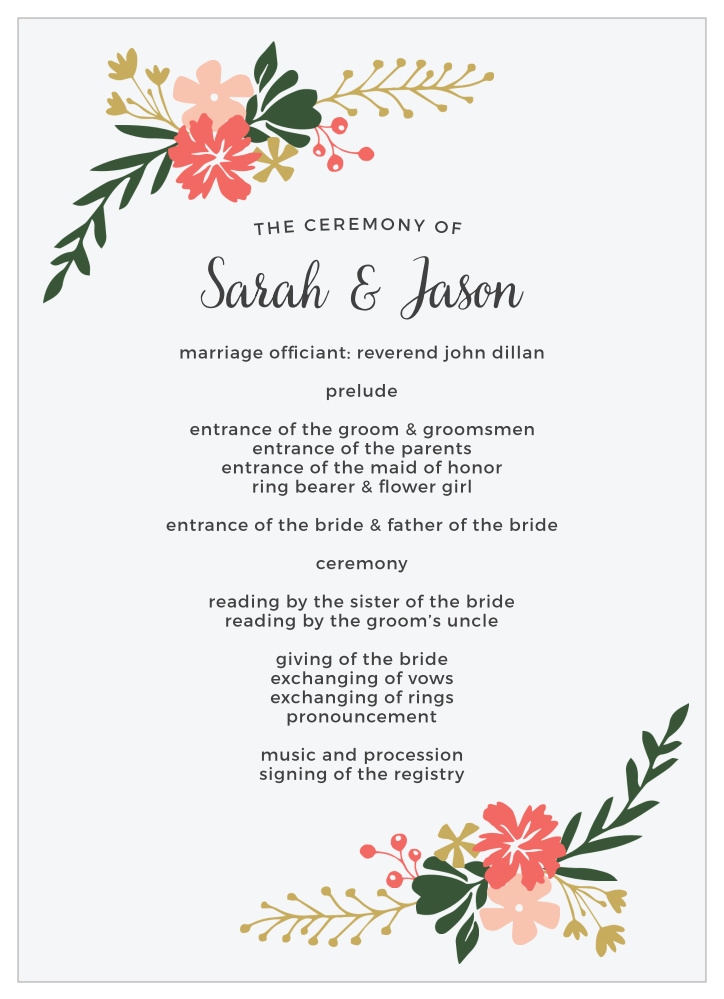 Garden Party Wedding Programs