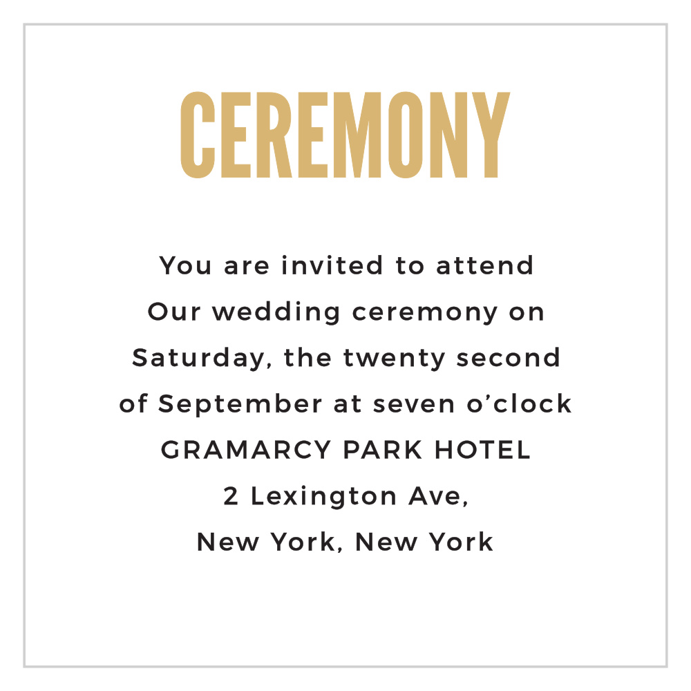 Modern Poster Foil Ceremony Cards