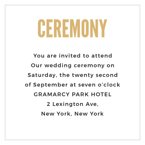 Modern Poster Foil Ceremony Cards