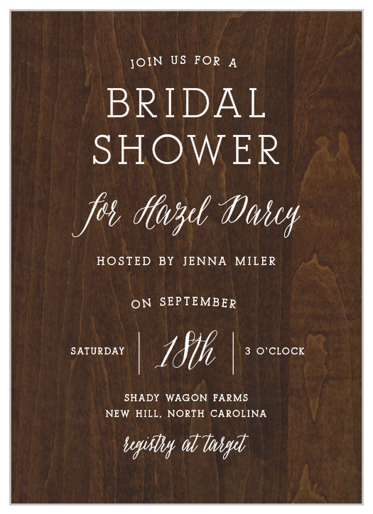 The Rustic Wood Bridal Shower Invitations are the perfect balance of country and elegance. 