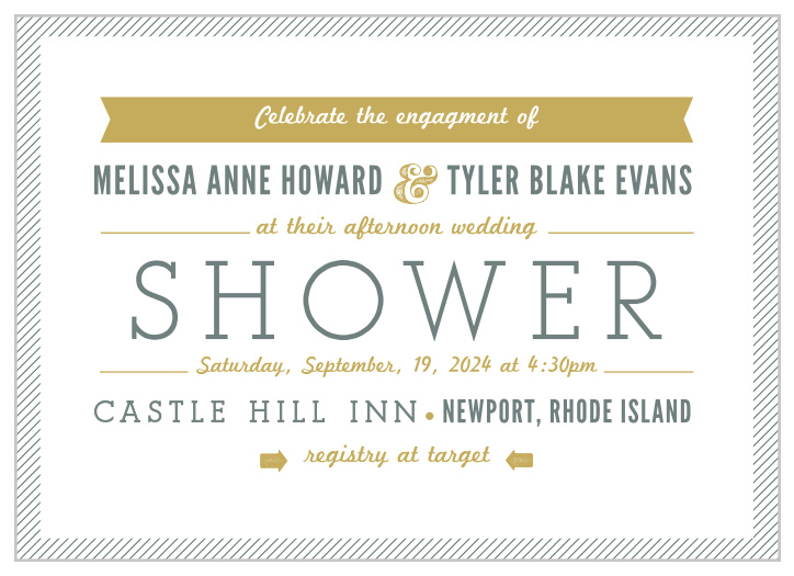 The Snappy Slanted Border Bridal Shower Invitations are fun, hipster-inspired invites. 