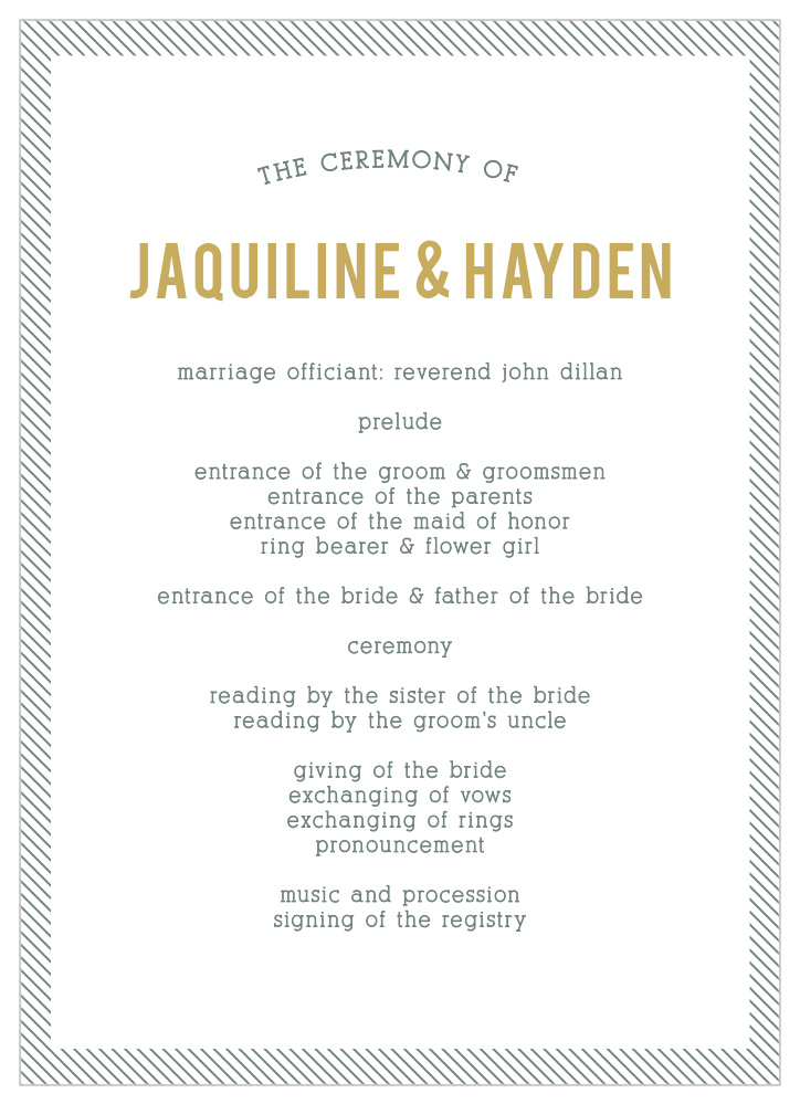 Snappy Slanted Border Wedding Programs