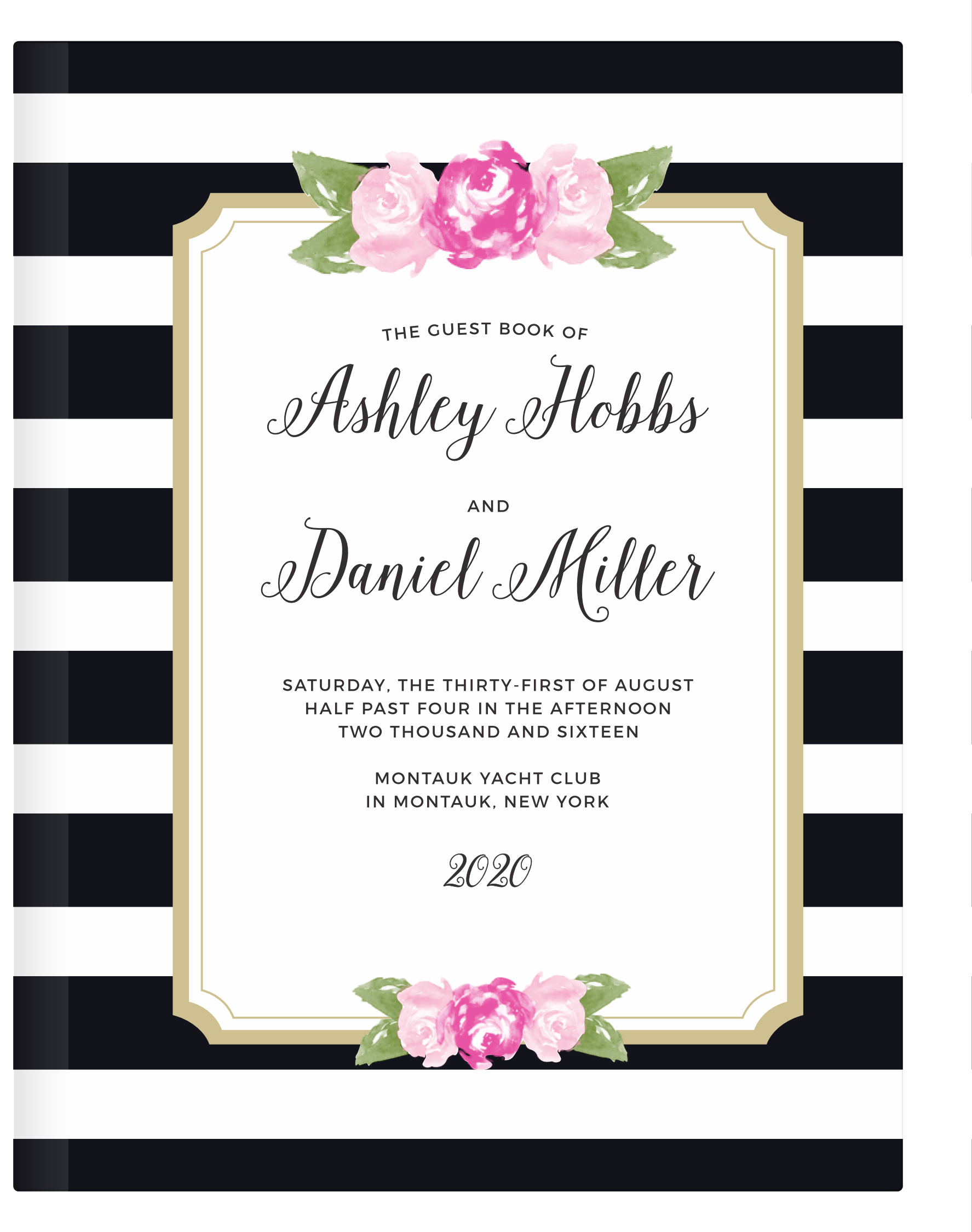 Floral Stripe Guest Book