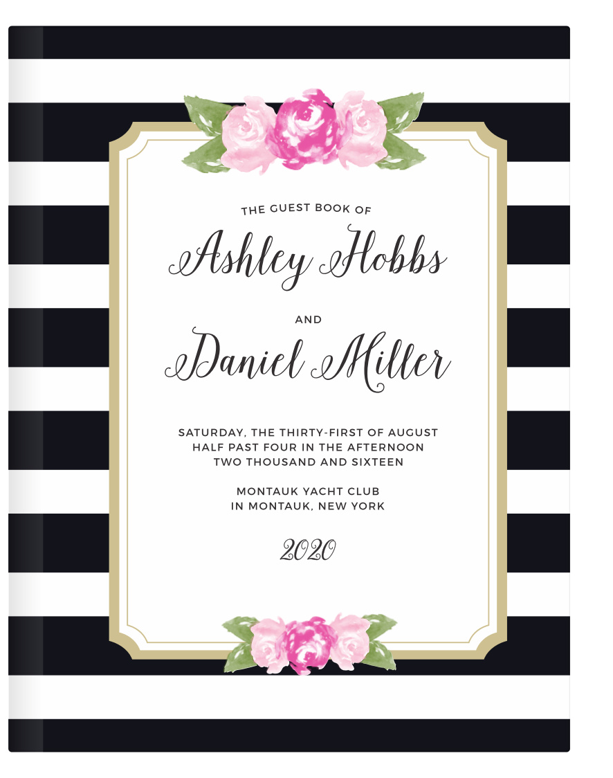 Floral Stripe Guest Book
