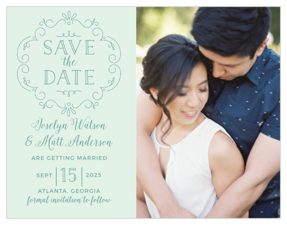 Stylized florals create whimsy on the Glowing Garden Photo Save-the-Date Cards.